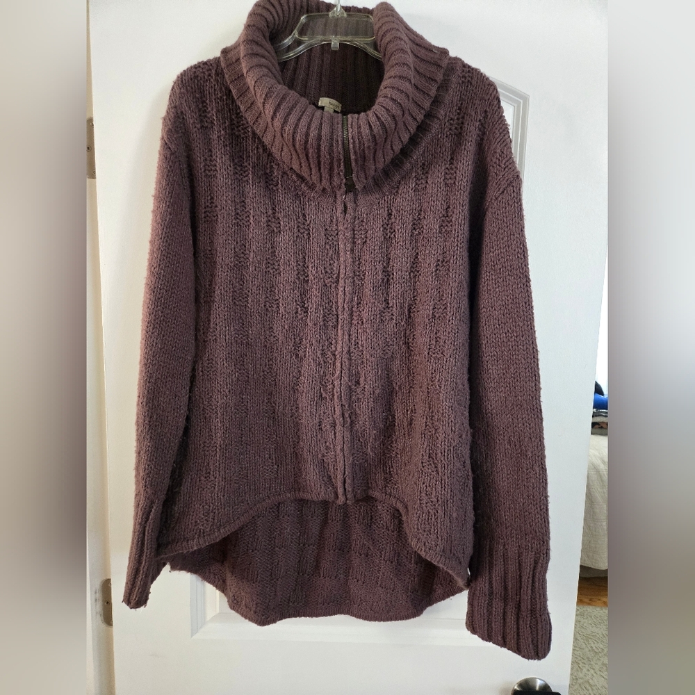 Hinge Plum Cowl Neck Sweater